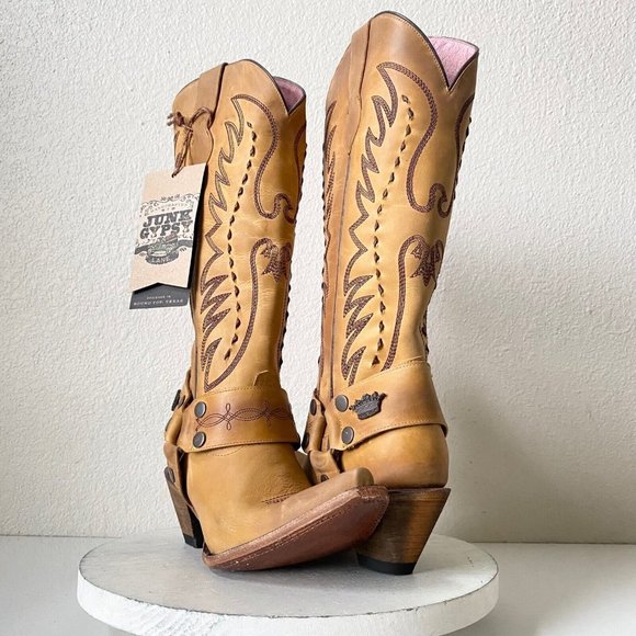 Lane Boots Shoes - Junk Gypsy Lane VAGABOND 7 Cowgirl Western Boots Mustard Cowboy Snip Toe Tall
